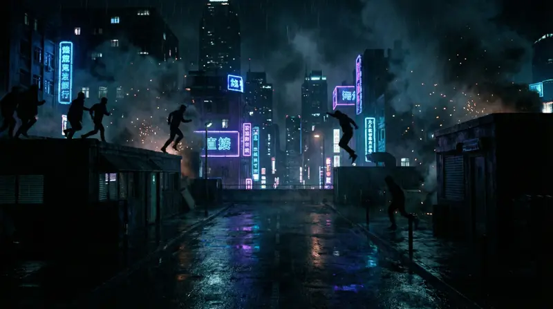 动作悬疑电影《暗夜追踪》震撼场景